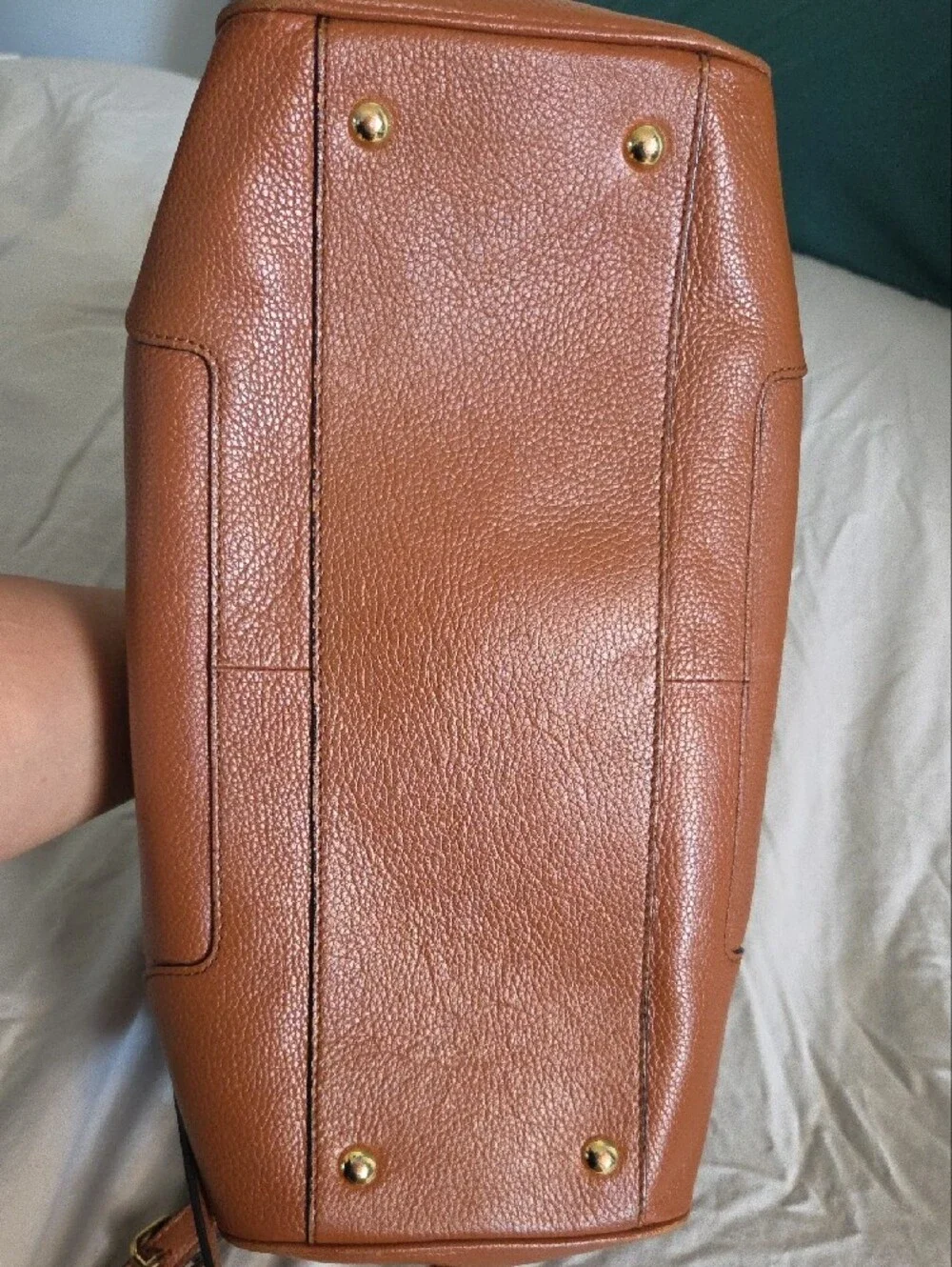 Banana Republic Tan Pebbled Leather Satchel with Tassel